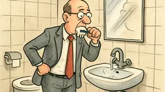 Witz: Mittags im Kanzleiklo – Zähneputzer!